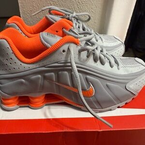 Nike Gray and Orange Shox
